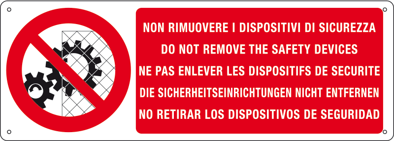 18111K - Cartello divieto rimuovere dispositivi sicurezza
