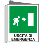 20106BIW - cartello bifacciale uscita emergenza destra