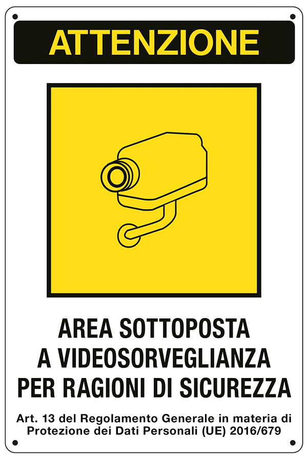 22018S - Et.adesiva area sottoposta a videosorveglianza (D. LGS. n.101 10/08/18