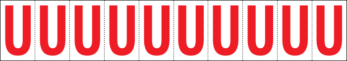 914U - Foglio n.10 etichette adesive B/R lettera U