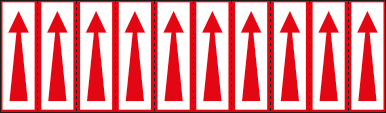 9397R - Foglio n.10 etichette adesive bianco freccia rossa