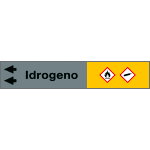 99A113NAS - foglio da 5 etichette fondo grigio"IDROGENO" freccia sinistra