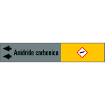 99A891NAS - foglio da 5 etichette fondo grigio"ANIDRIDE CARBONICA"freccia sinistra