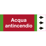 99B212NDD - foglio da 5 etichette fondo rosso  " ACQUA ANTINCENDIO" destra