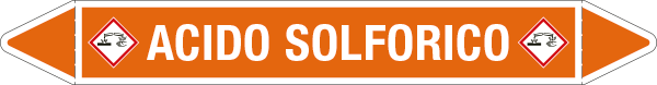 99B580A - foglio da 5 etichette autoadesive con frecce+simboli x ACIDO SOLFORICO