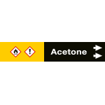 99B781NAD - foglio da 5 etichette fondo nero "ACETONE" freccia destra