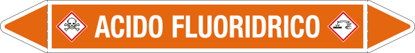 99C040B - foglio da 5 etichette autoadesive con frecce+simb ACIDO FLUORIDRICO