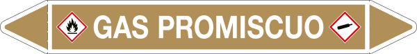 99C670B - foglio da 5 etichette autoadesive con frecce e simboli GAS PROMISCUO