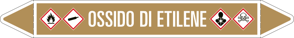 99C680B - foglio da 5 etichette autoadesive con frecce+simboli OSSIDO DI ETILENE