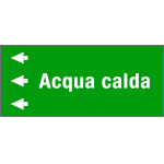 99C750NCS - Foglio da 5 etichette fondo verde" ACQUA CALDA" freccia sx