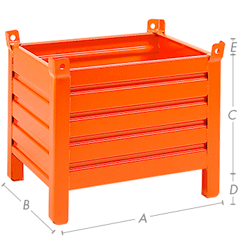 CPLS10A - Contenitore in lamiera con 4 piedi scatolati portata 600kg