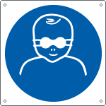E1387W - cartello proteggere bambini con occhiali opachi EN ISO 7010