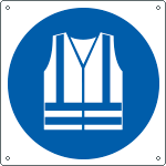 E1398W - Cartello obbligo indossare indumenti alta visib.simbolo EN ISO 7010