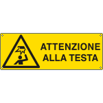 E17134KS - Etichetta adesiva pericolo attenzione alla testa EN ISO 7010