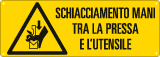 E17811KS - etichetta pericolo schiacciam. mani tra pressa e utensili EN ISO 7010