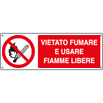 E1822K - Cartello divieto vietato fumare e usare fiamme libere EN ISO 7010