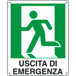 E20105WS - Etichetta uscita di emergenza sinistra simbolo+testo EN ISO 7010