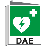 E20109BIW - Cartello bifacciale Defibrillatore EN ISO 7010