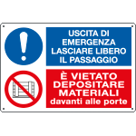 E2932 - Cartello uscita di emergenza , lasciare libero il passaggio