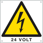 E400719KS - Etichetta autoadesiva pericolo 24 volt EN ISO 7010
