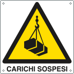 E400801KS - Etichetta pvc autoadesivo pericolo carichi sospesi EN ISO 7010