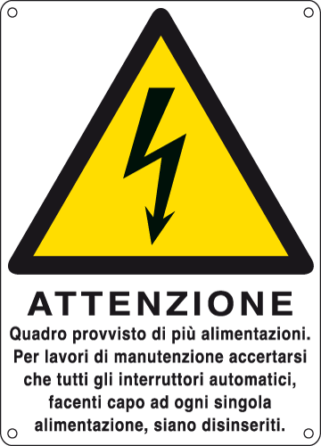 E440702K - Cartello attenzione quadro provvisto da piu' alimentazioni EN ISO 7010