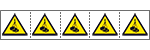 E49608MS - foglio n.5 etichette adesive 60x60 Pericolo Carico Sospeso ISO 7010