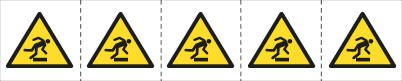 E49637MS - foglio n.5 etichette adesive 60x60 Pericolo inciampo......EN ISO 7010