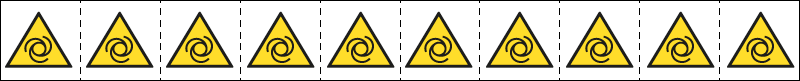 E49642NS - foglio n.10 etichette adesive 30x30 Pericolo avviamento..EN ISO 7010