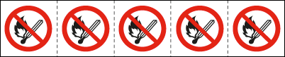 E49705MS - foglio n.5 etichette adesive 60x60 Uso fiamme libere EN ISO 7010