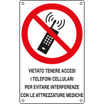 E633801W - Cartello divieto vietato tenere accesi i cellulari EN ISO 7010