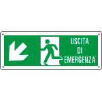 E720107X - Cartello uscita di emergenza freccia basso sx Uscita Em.EN ISO 7010