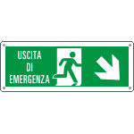 E720108XS - Etichetta uscita di emergenza freccia basso dx Uscita Em. EN ISO 7010
