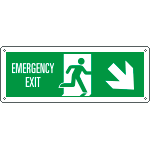 E720308WS - Etichetta uscita di emergenza freccia basso dx EN ISO 7010
