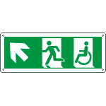 E720505X - Cartello uscita di emergenza disabili freccia in alto a sx ENISO7010