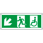 E720507W - Cartello uscita di emergenza disabili freccia in basso a sx. ENISO7010