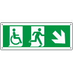E720508W - Cartello uscita di emergenza disabili freccia in basso a dx.ENISO7010