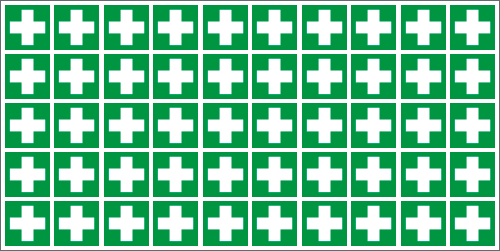 E9M1501 - Foglio n.50 etichette adesive simbolo pronto soccorso