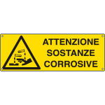 EEF1720K - cartello autoadesivo EasyFix attenzione sostanze corrosive EN ISO 7010