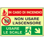 EL2940P - Cartello PVC luminesc.In caso di incendio discesa destra EN ISO 7010