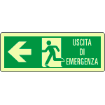 EL720101WA - Cartello fotoluminescente uscita emergenza sinistra EN ISO 7010