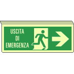 EL720102SWP - cartello sospeso luminesc.uscita emergenza freccia a dx EN ISO 7010