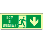 EL720104WP - Cartello fotoluminescente uscita emergenza indietro EN ISO 7010