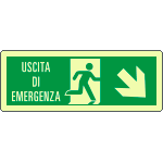EL720108KP - Cartello fotoluminescente uscita emergenza basso destra EN ISO 7010