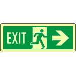 EL720202XP - Cartello luminescente DIN Exit freccia dx EN ISO 7010