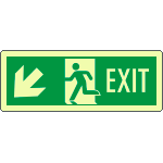 EL720207KP - Cartello luminescente DIN Exit freccia basso sx EN ISO 7010
