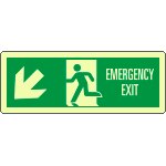 EL720307WP - Cartello luminescente DIN Emerg.Exit freccia basso sx EN ISO 7010