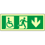 EL720504WP - Cartello uscita di emergenza disabili freccia indietro lum.EN ISO 7010