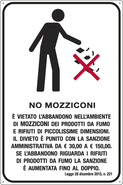 FA5697Y - Cartello vietato l'abbandono nell'ambiente di mozziconi....
