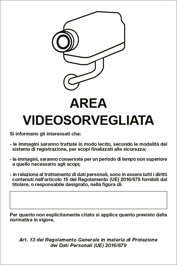 FL56328Y - cartello lamiera scatolata "area videosorvegliata"